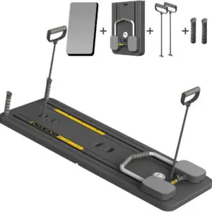 Giabuao Planche Réformateur de pilates pliable multifonction avec rouleau abdominaux avec support de coude,Support de machine d'exercice abdominal,Rebond automatique et corde de tension pour la maison