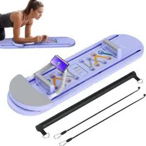 Planche de pilates pliable pour la maison avec rouleau abdominal à rebond automatique, ensemble de réformateur de pilates 6 en 1 durable pour homme et femme, utilisation à la maison et à la salle de